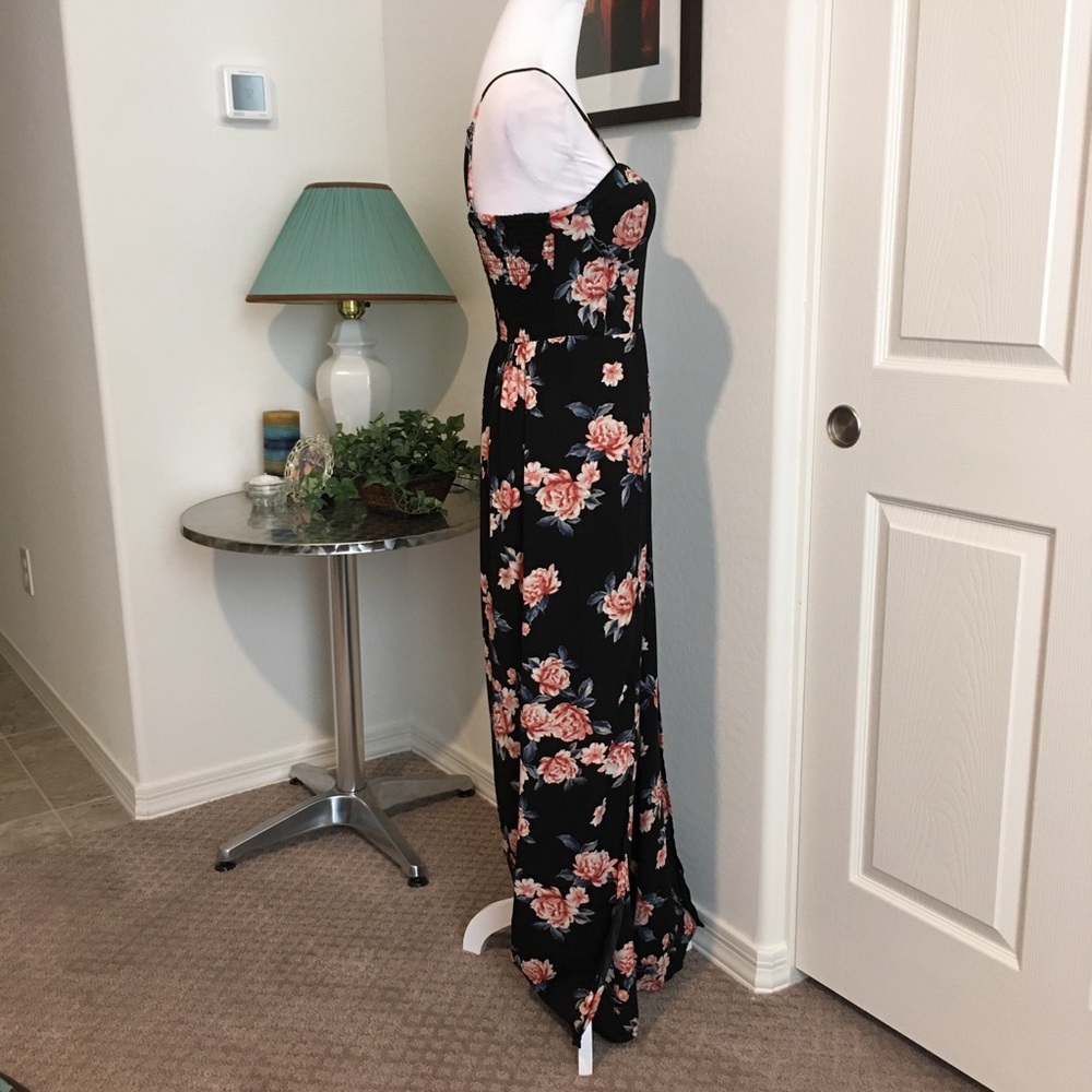 Xhilaration Black Floral Maxi Jumpsuit, Sz XS / S - Picture 2 of 16